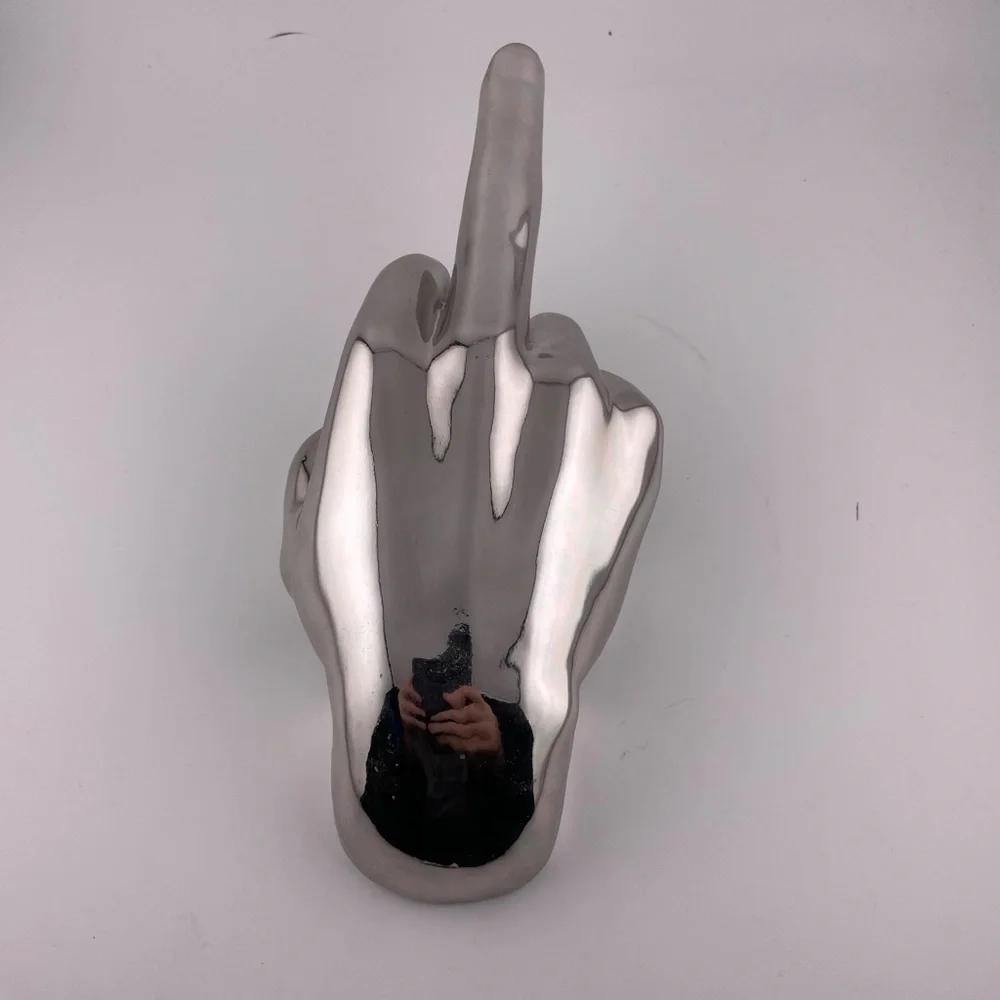 Silver Middle Finger hand Wall Mount - 9